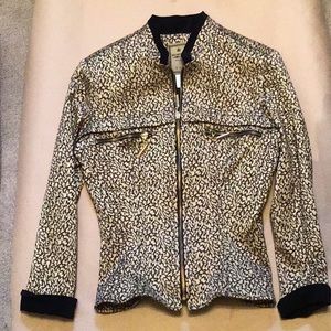 Metallic Gold front Zip Jacket w/Black Trim